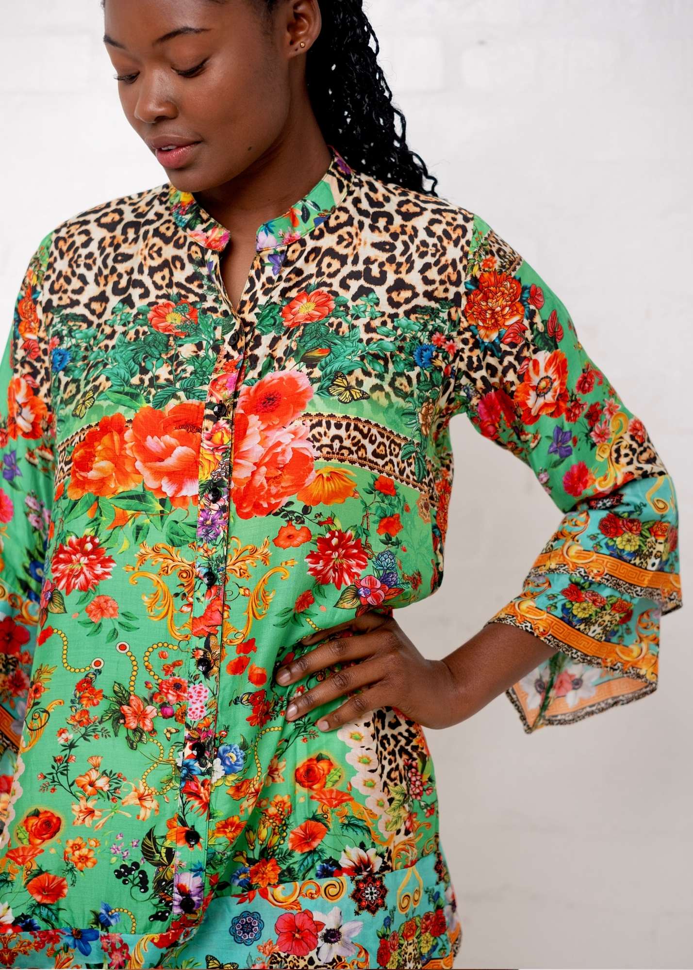 Symphony Dress in Green Animal and Flower Print