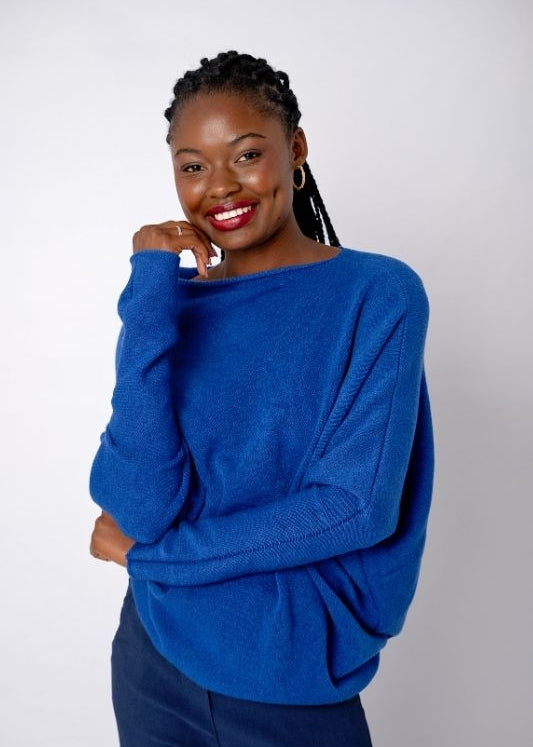 Urban Cozi Asymmetrical Sweater in Blue