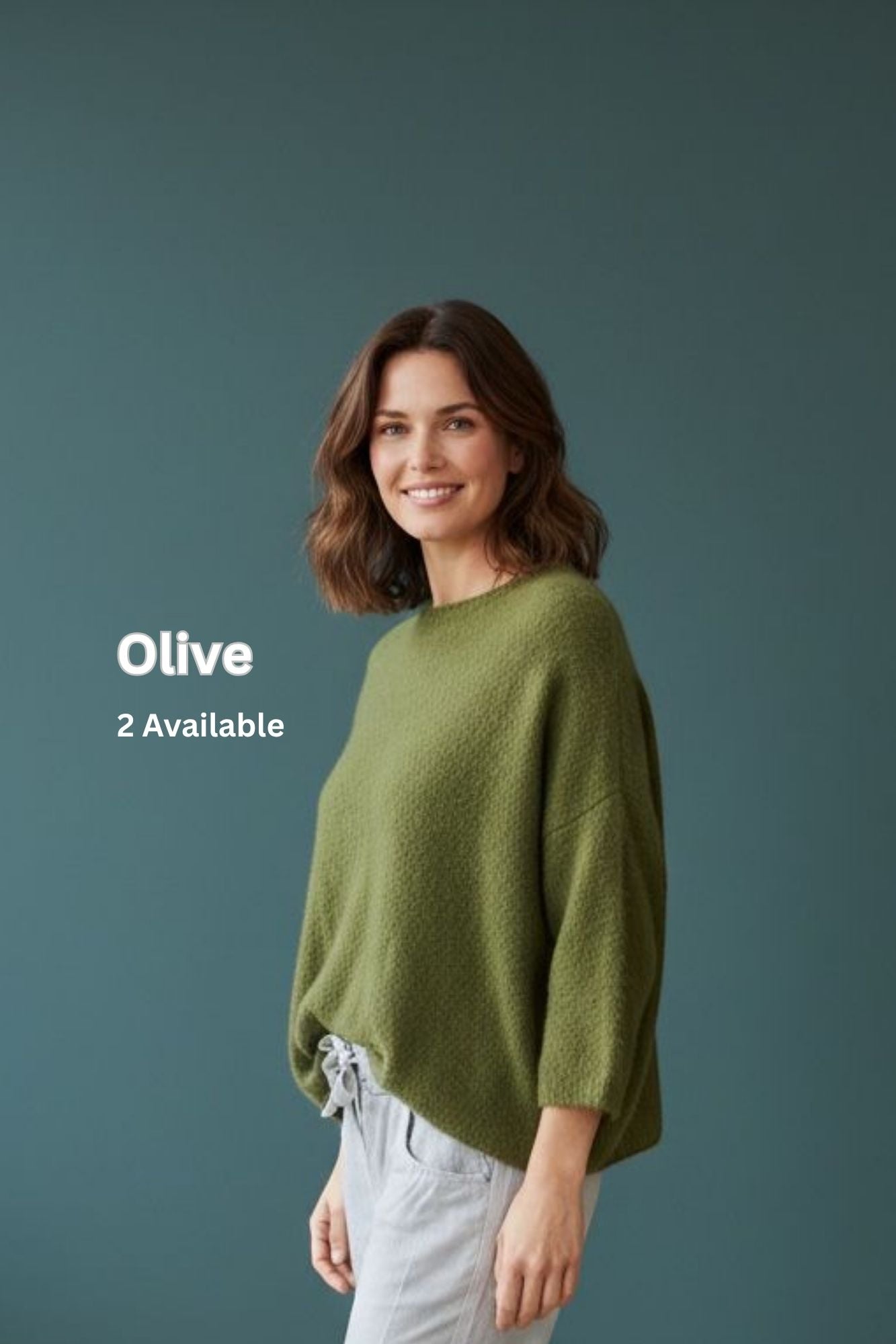 Oversized Alpaca Wool Simple Knit Jumper – Olive