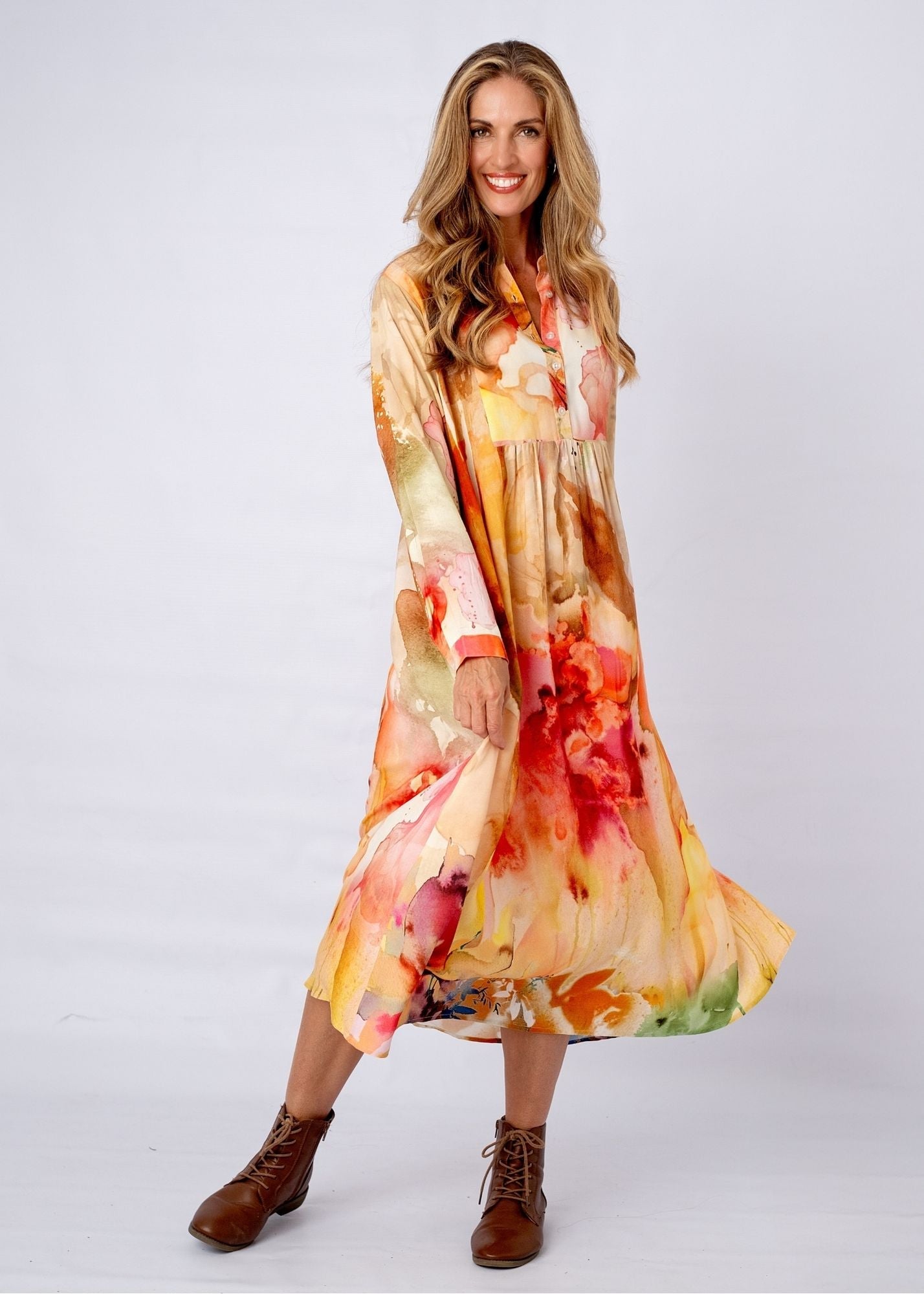 Amal Dress in Autumn Canvas