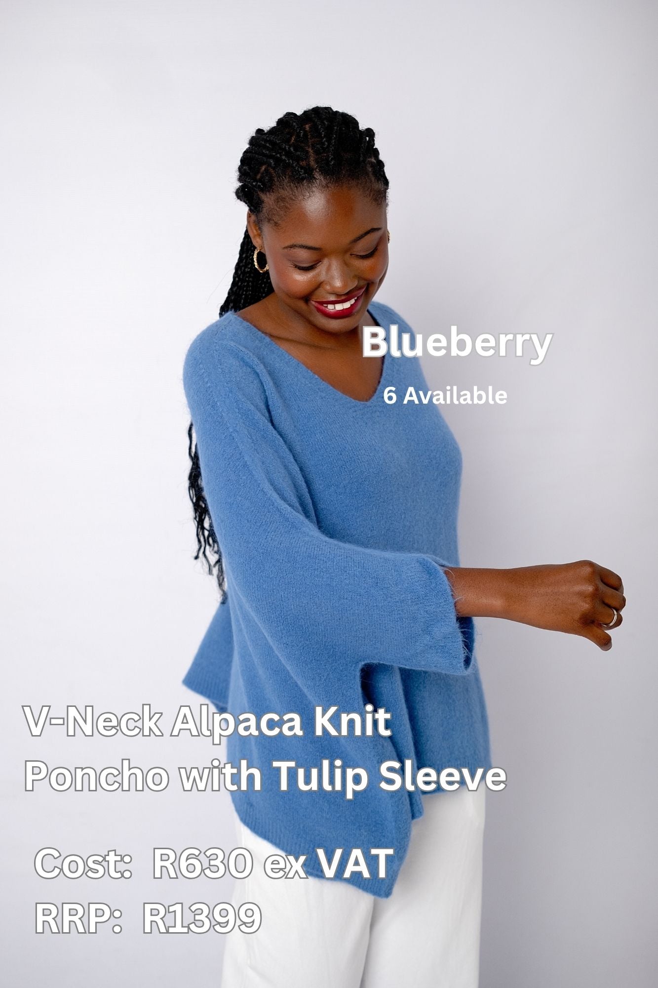 Poncho with Tulip Sleeve in Blueberry