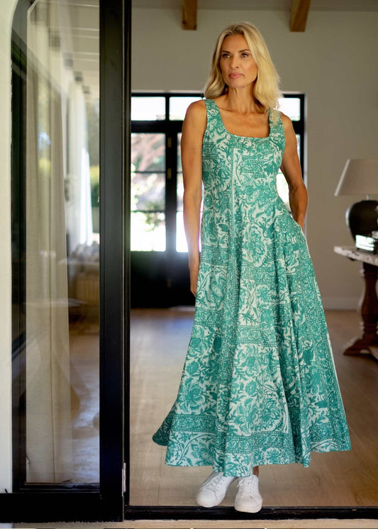 Tam Dress in Teal Floral and Paisley.