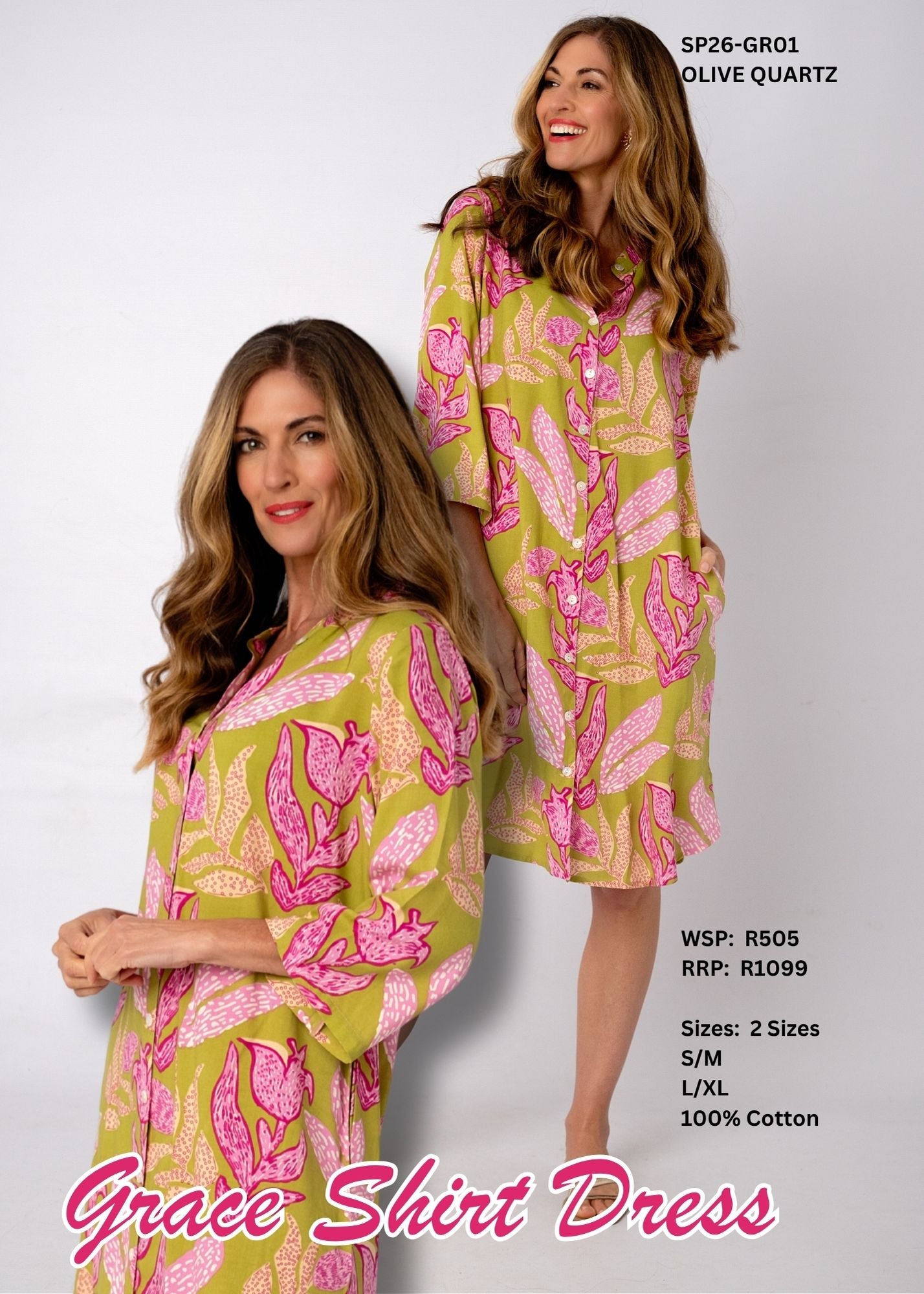 Grace Cotton Shirt Dress – Olive Quartz