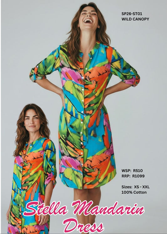 Stella Mandarin Cotton Dress – Wild Canopy