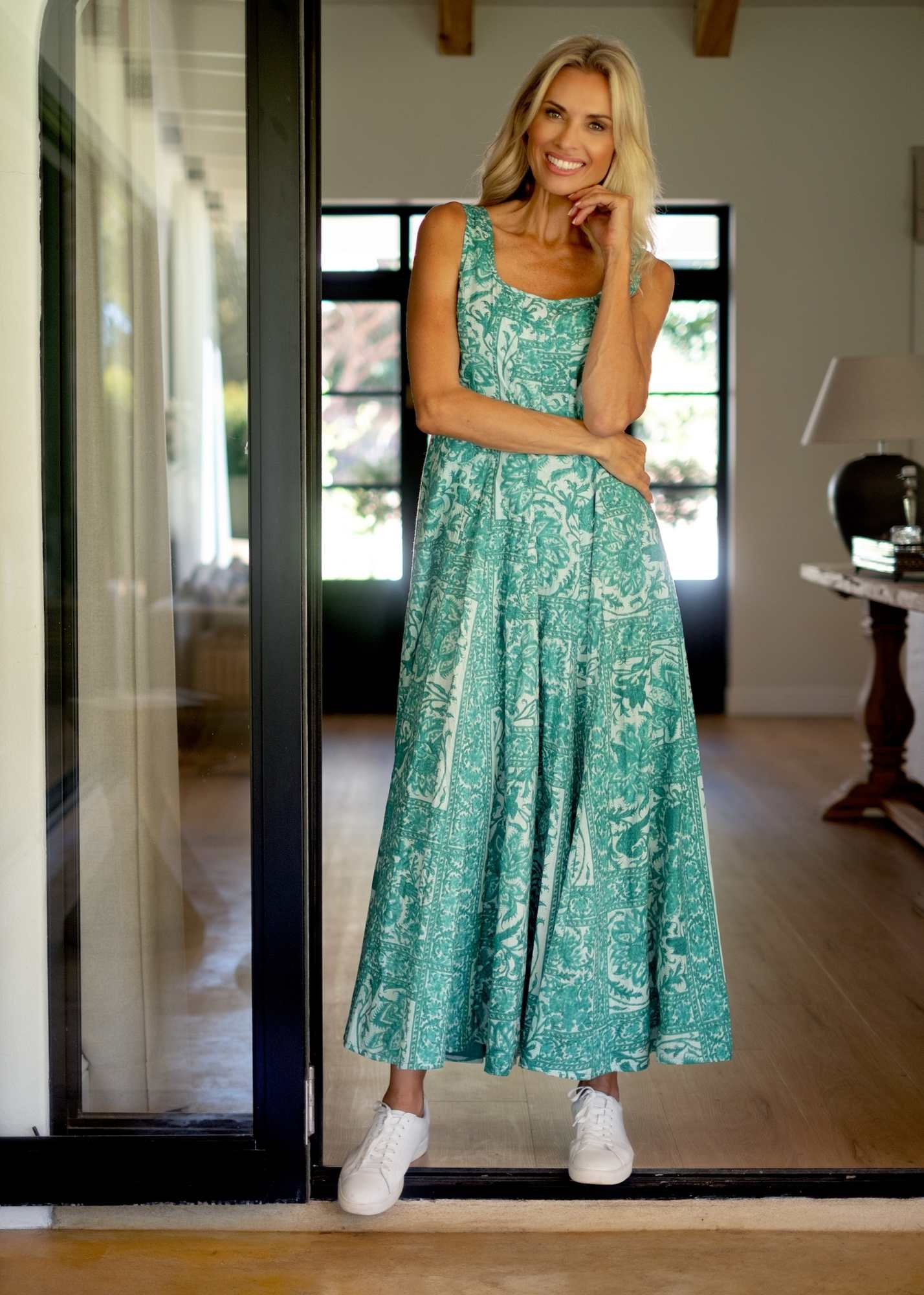 Tam Dress in Teal Floral and Paisley.
