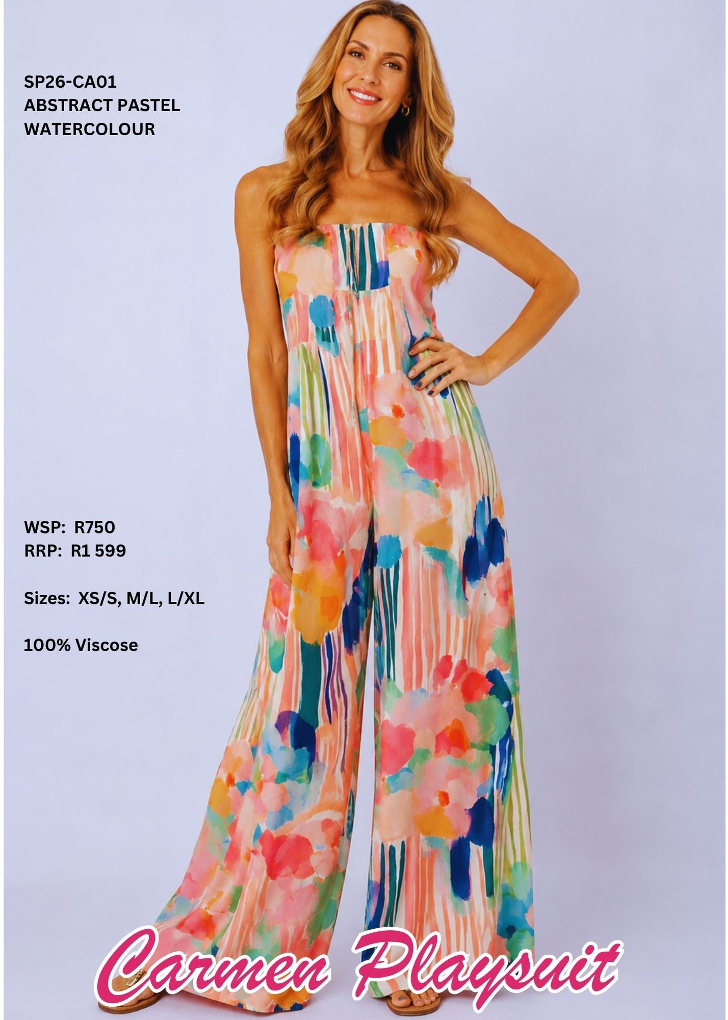 Carmen Playsuit – Abstract Pastel Watercolour