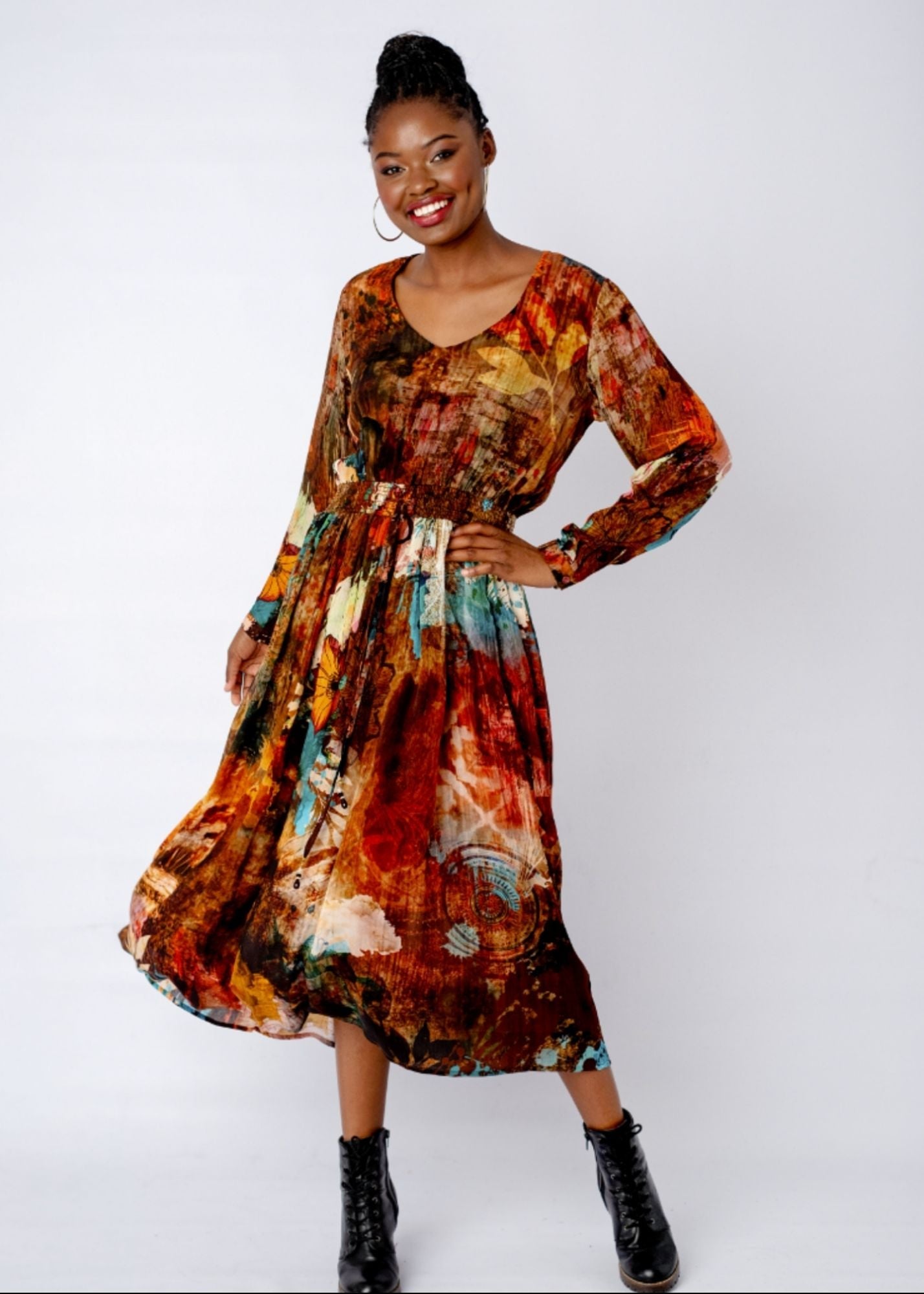 Saffaron Dress in Nutmeg Garden