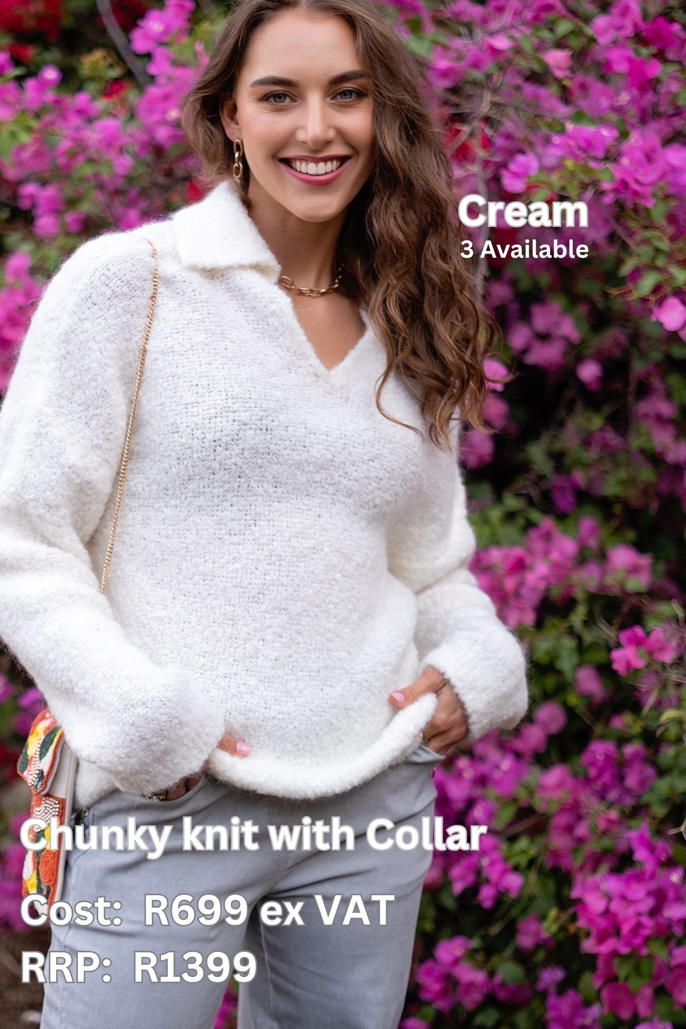 Chunky Knit with Collar in Cream