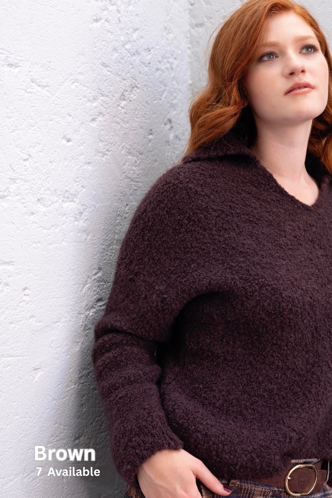 Chunky Knit with Collar in Brown
