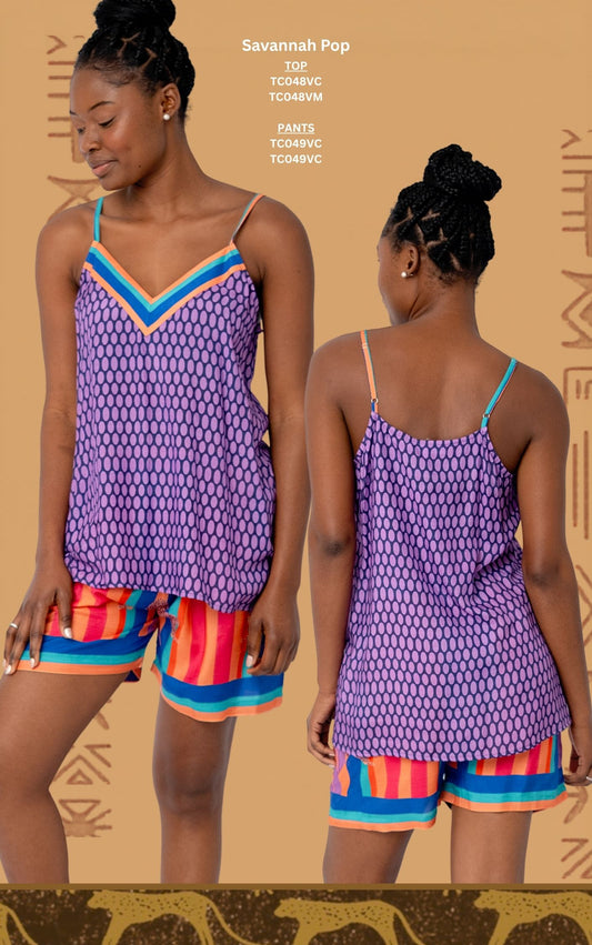 The Thandi Strappy Cami & Short PJ Set – Savannah Pop TC048/049