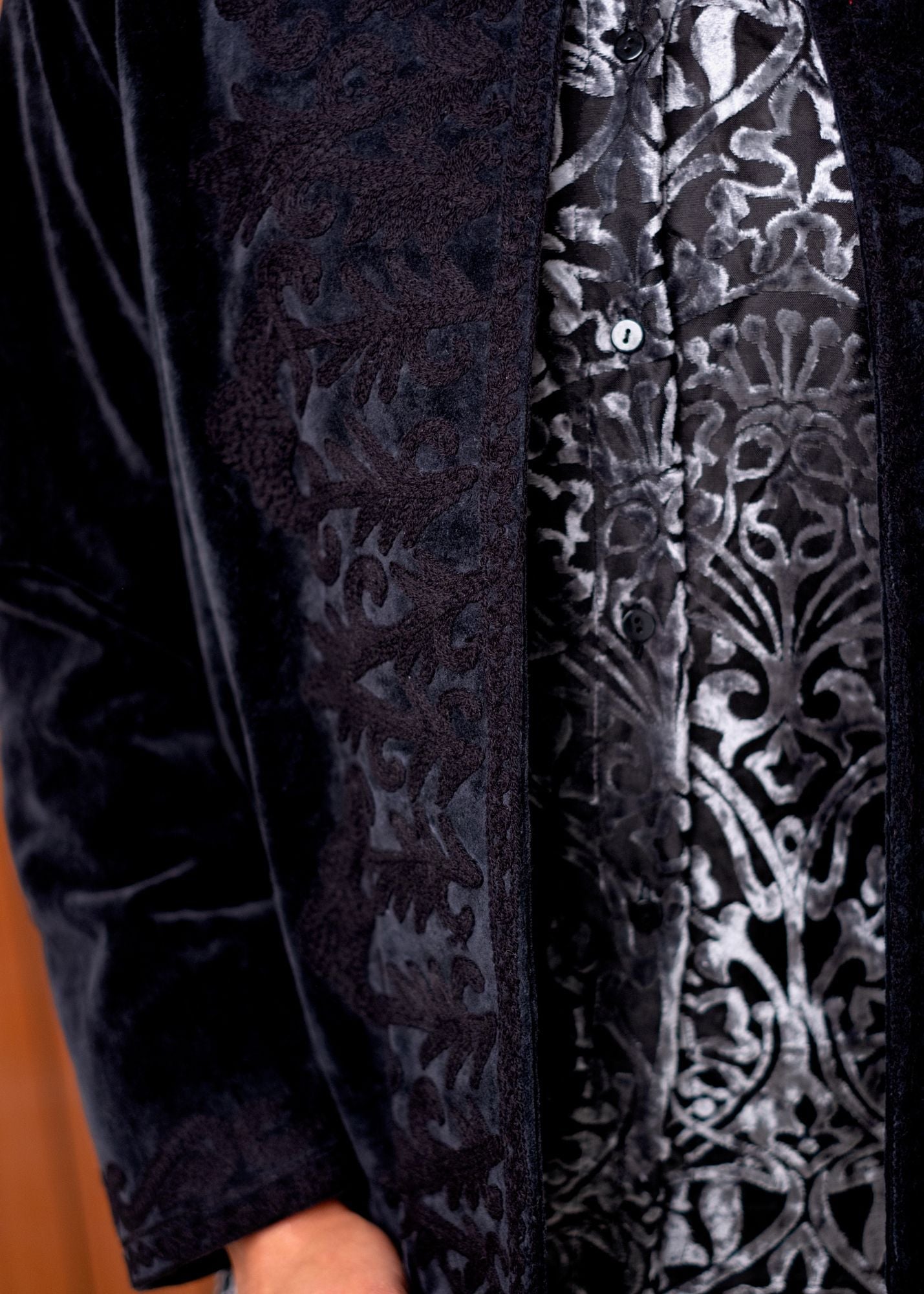 Gia Embossed Velvet Jacket in Midnight