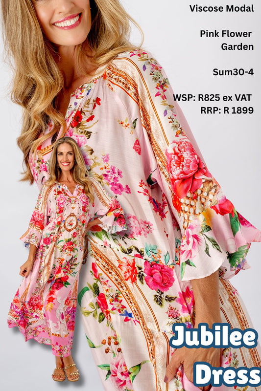 Jubilee Dress in Pink Flower Garden