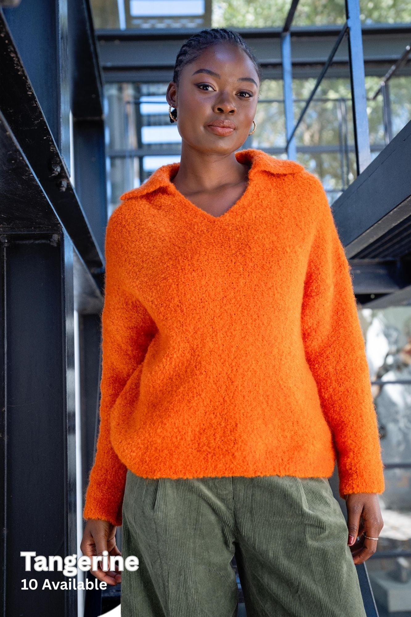 Chunky Knit with Collar in Tangerine