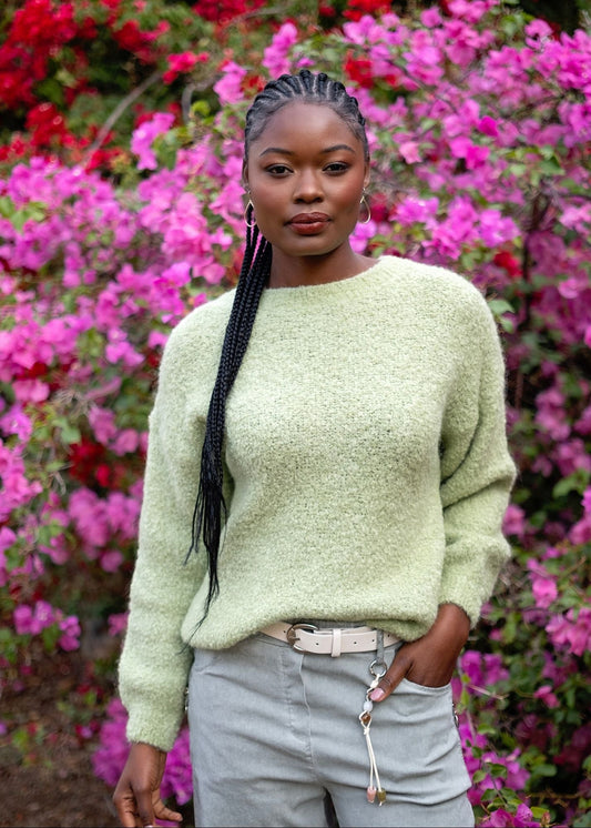 Chunky Round Neck Knit in Mint Green