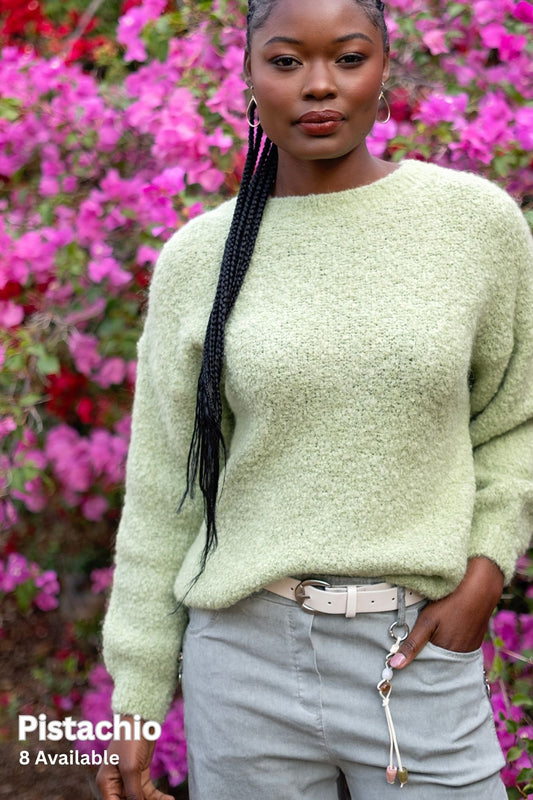 Oversized Round-Neck Chunky Knit Jumper –Pistachio