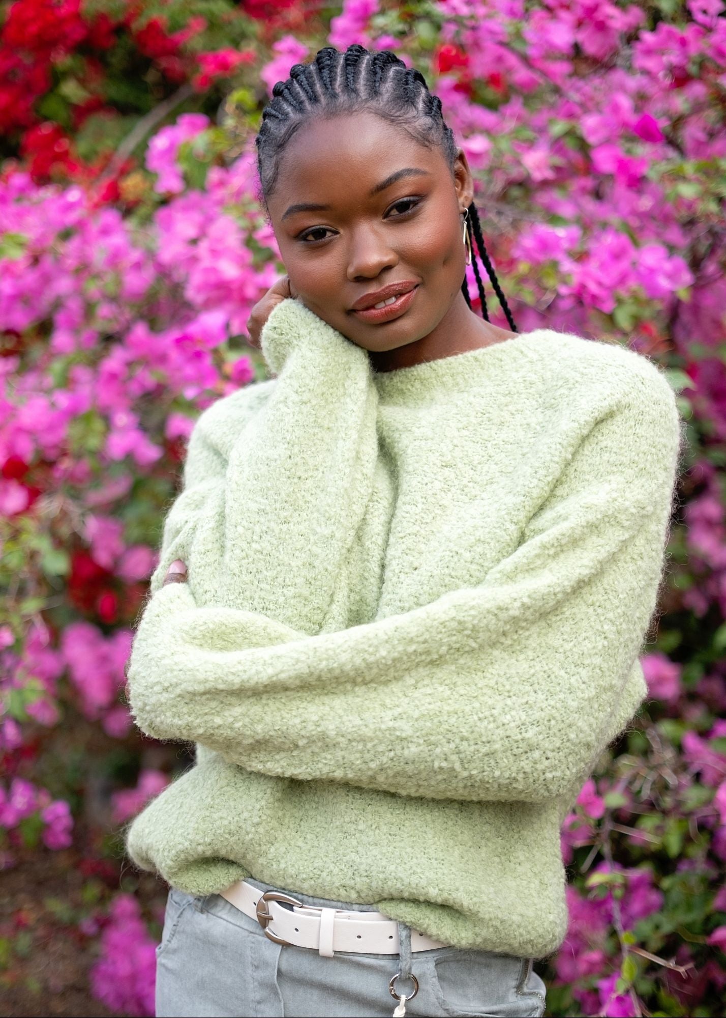 Chunky Round Neck Knit in Mint Green