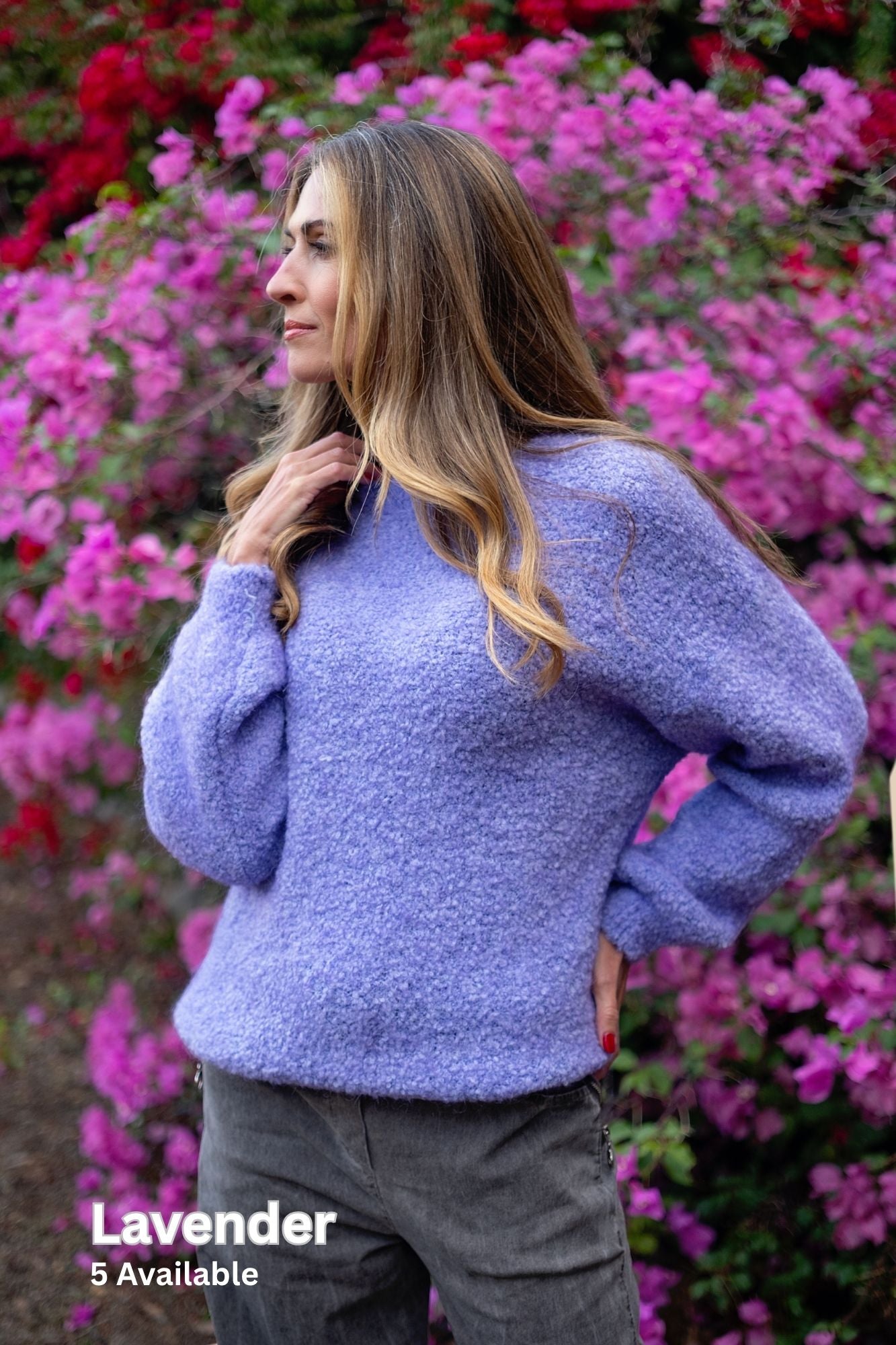 Oversized Round-Neck Chunky Knit Jumper –Lavender