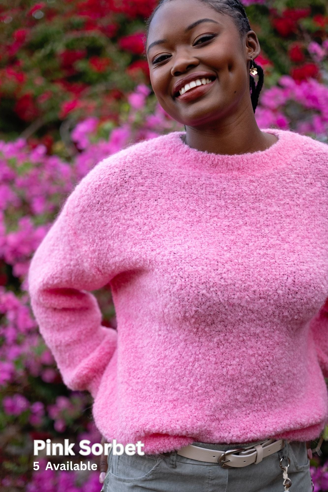 Oversized Round-Neck Chunky Knit Jumper - Pink Sorbet
