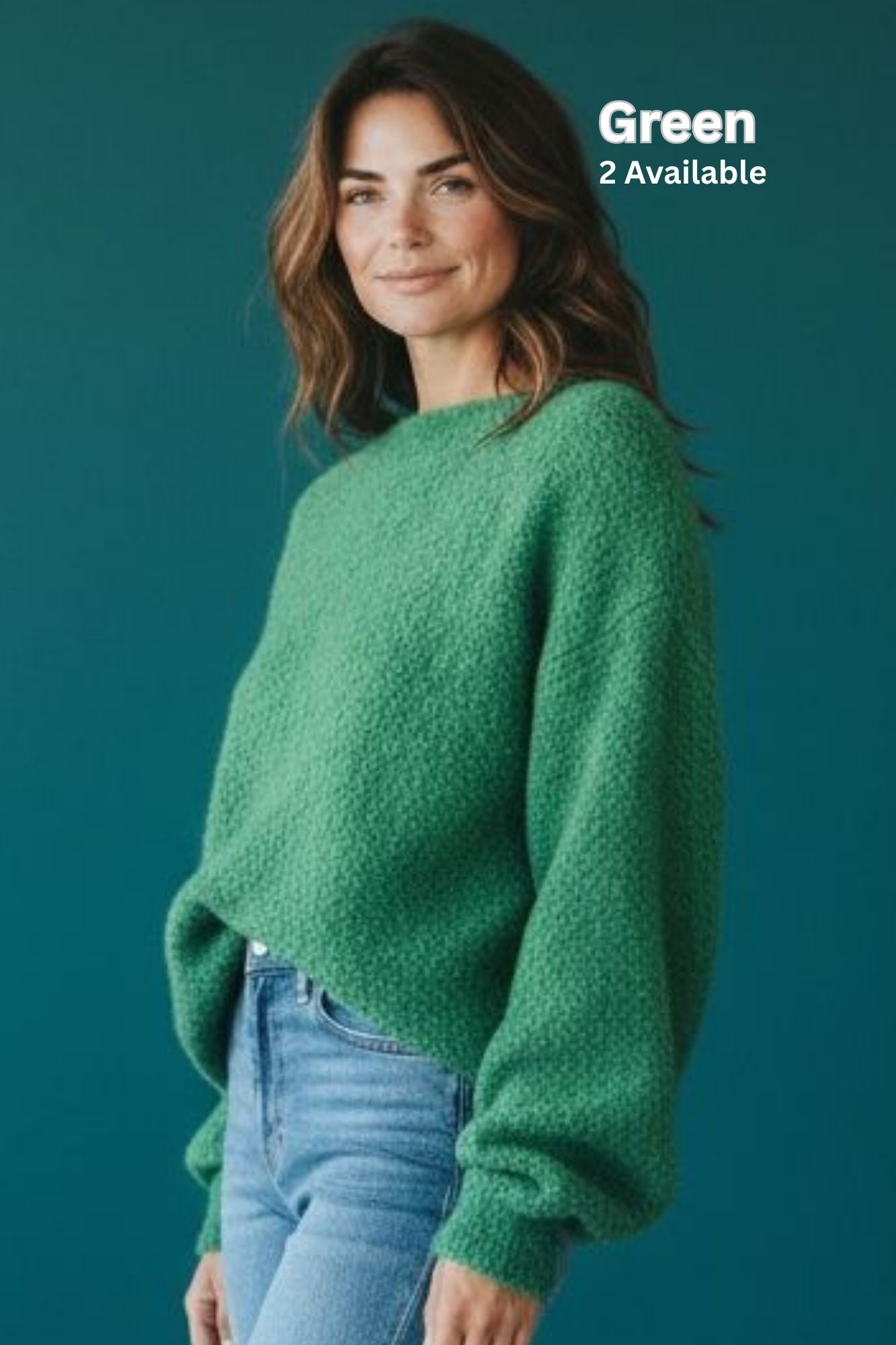 Oversized Round-Neck Chunky Knit Jumper - Green