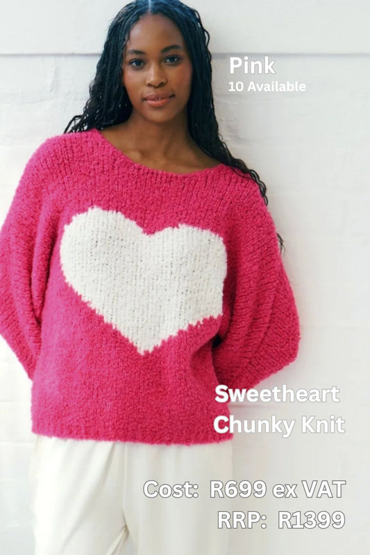 Sweetheart Oversized Chunky Knit Jumper – Pink