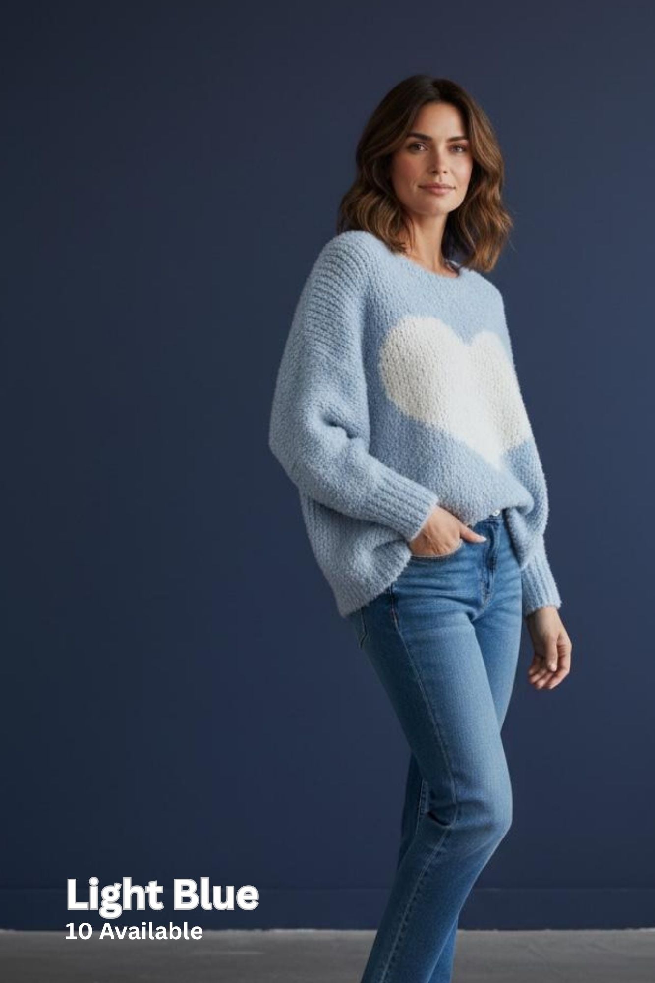 Sweetheart Oversized Chunky Knit Jumper – Light Blue