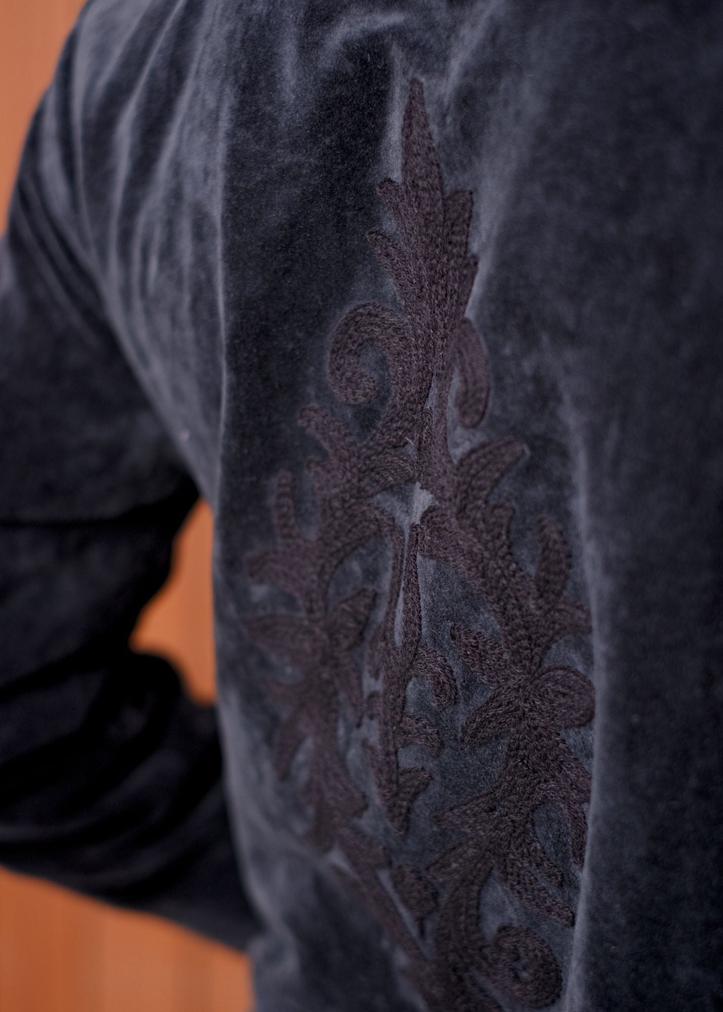 Gia Embossed Velvet Jacket in Midnight