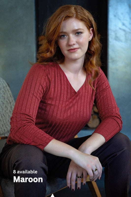 Mila Ribbed Knit in Maroon