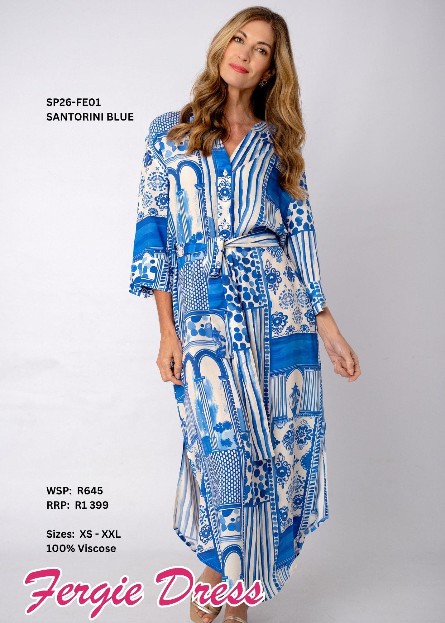 Fergie Viscose Shirt Dress – Santorini Blue