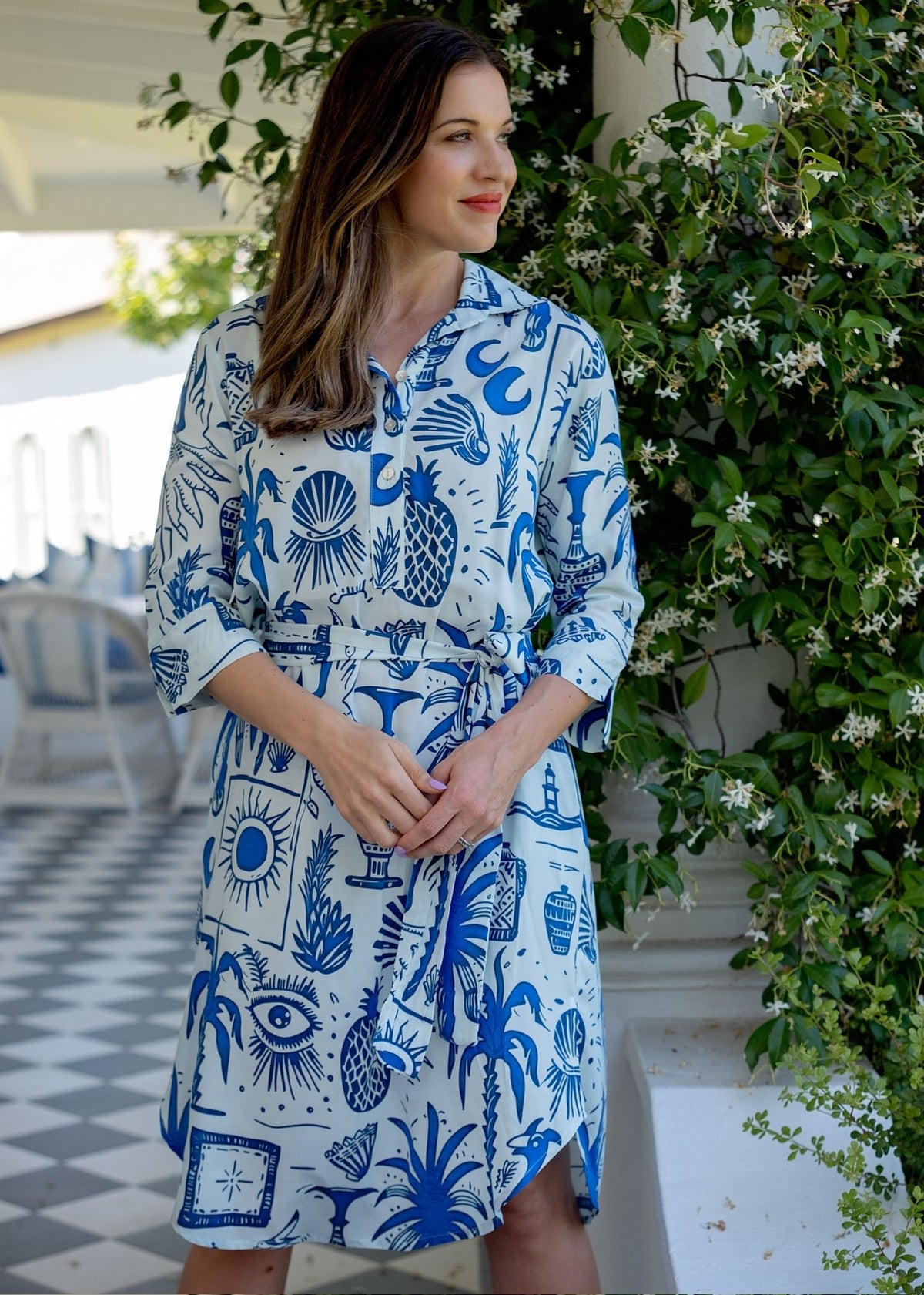 Gaby shirt dress in Greek Islands