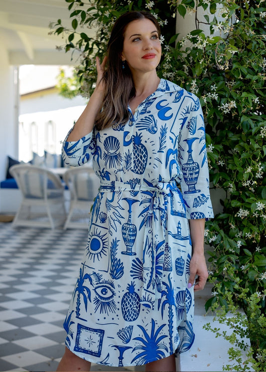 Gaby shirt dress in Greek Islands