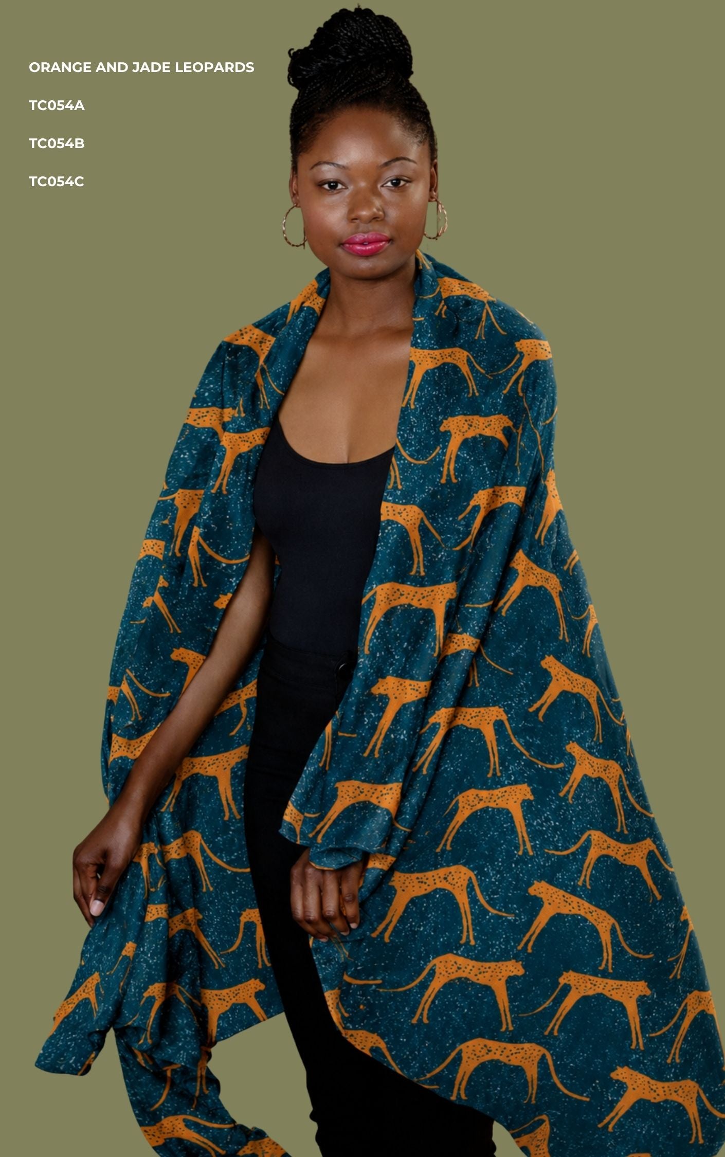 The Luxury Scarf Collection – Orange and Jade Leopards