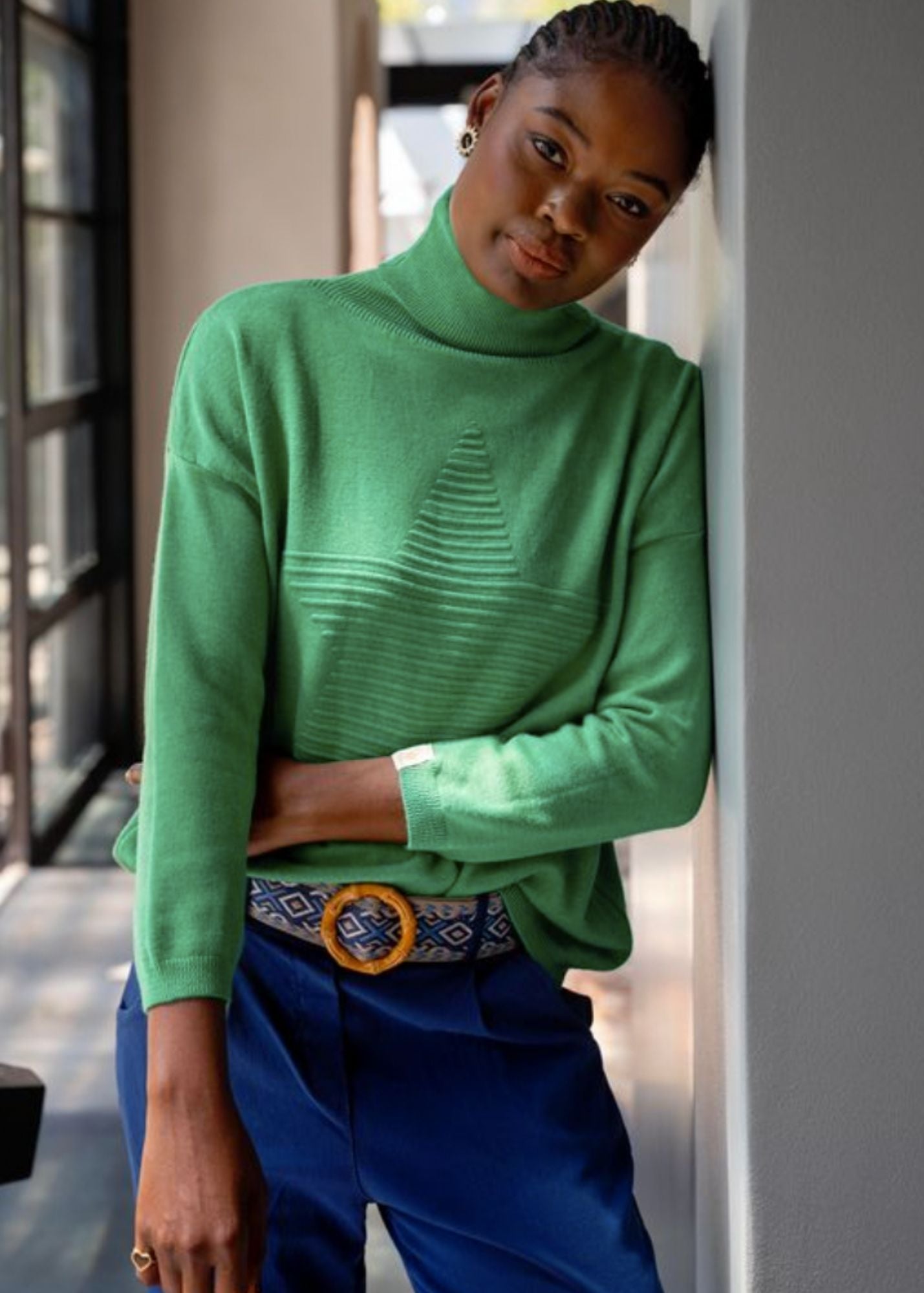 Stella Star Knit Polo Neck in Emerald