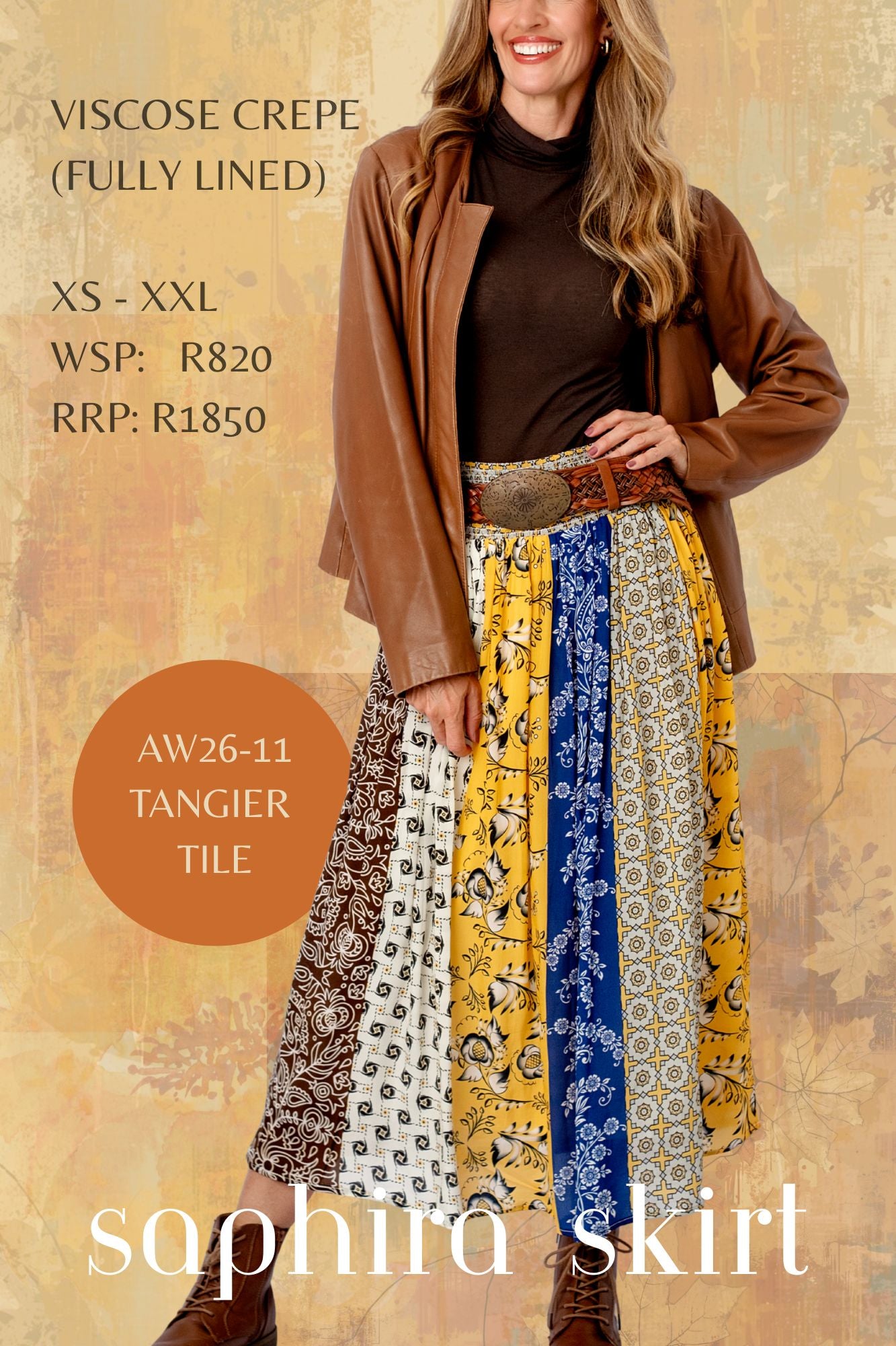 SAPHIRA SKIRT IN TANGIER TILE
