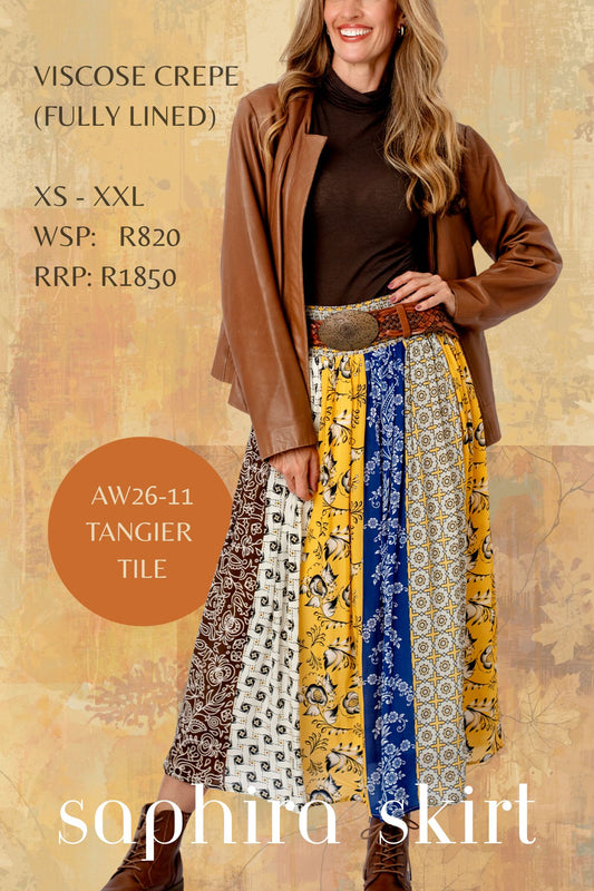SAPHIRA SKIRT IN TANGIER TILE