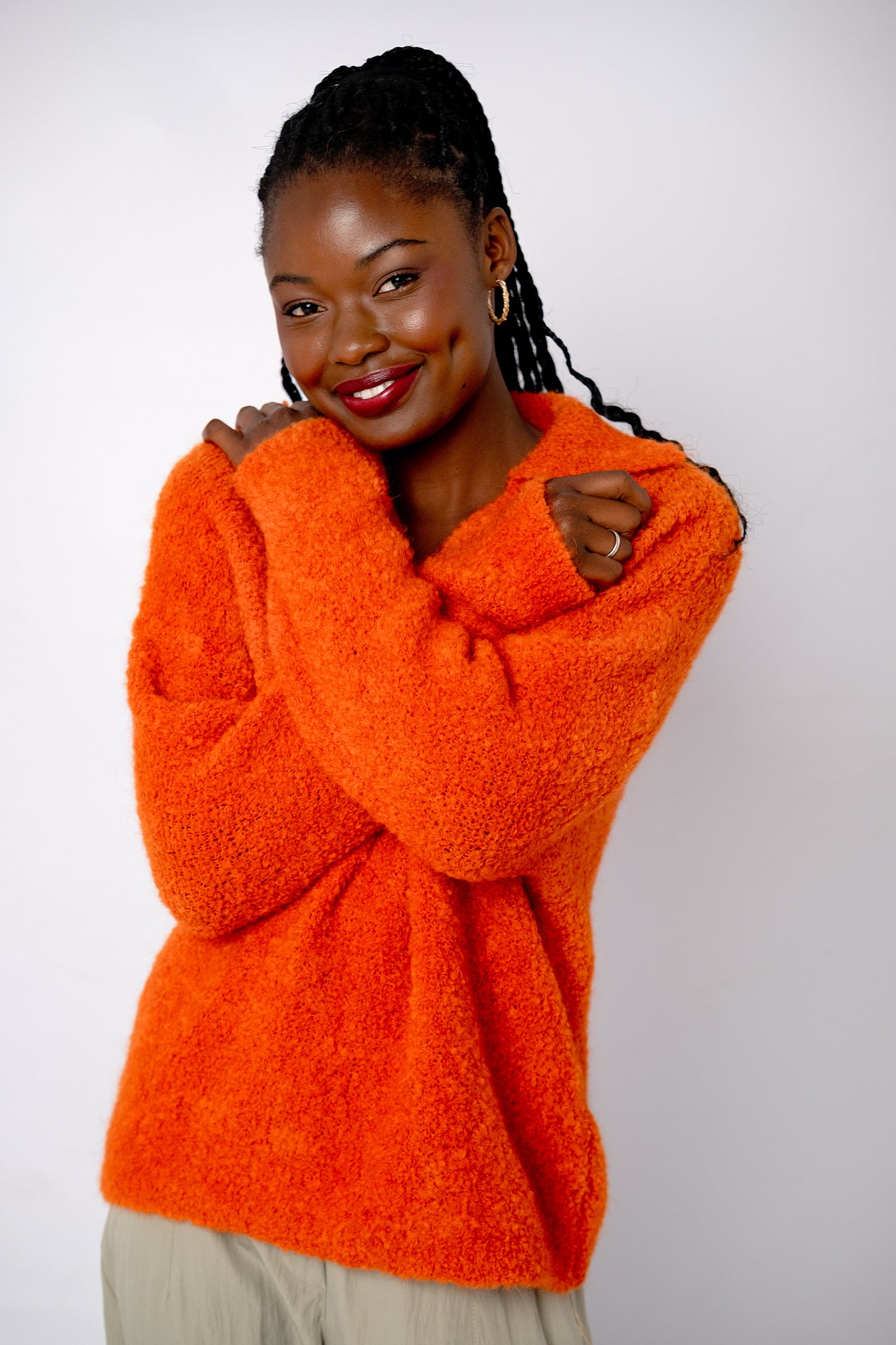 Chunky Knit with Collar in Tangerine