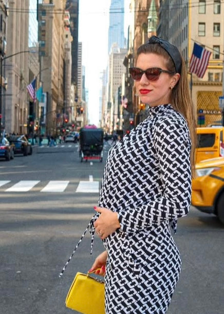 Halterneck Long Sleeve jumpsuit,  Black  and White Print Wide Leg