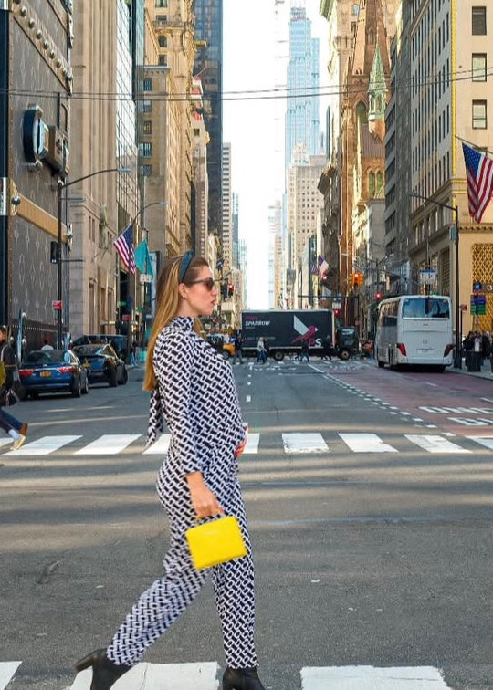 Halterneck Long Sleeve jumpsuit,  Black  and White Print Wide Leg