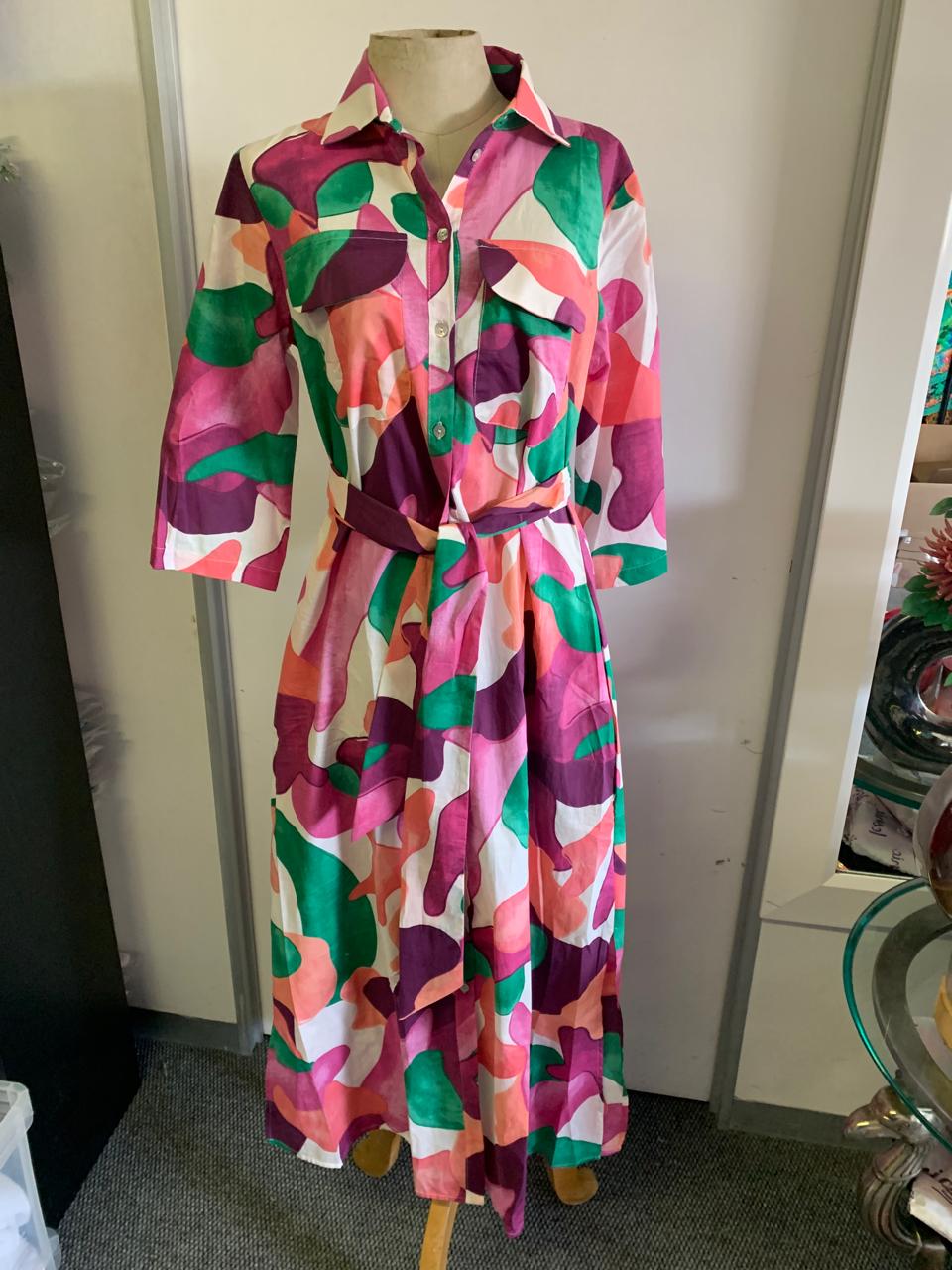 Betty Button dress in Purple Splash